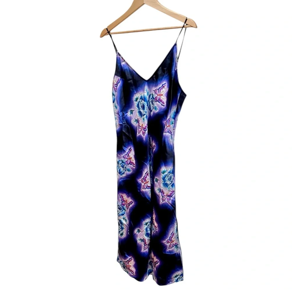 Fleur Du Mal Butterfly Silk Slip Dress